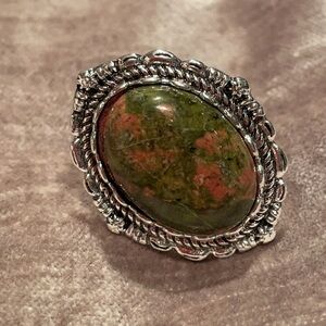 Natural Gemstone Unakite Jasper Ring size 8